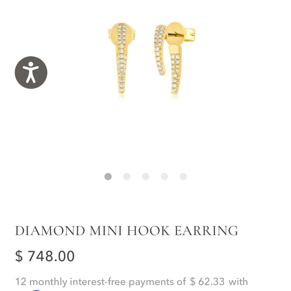 EF Collection Gold Diamond Mini Hook Earring (single)